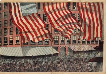 DESIGNER UNKNOWN. [GETTYSBURG.] Two-sheet segment. Circa 1898. 55x40 inches, 141x103 cm. Calhoun Print, Hartford.